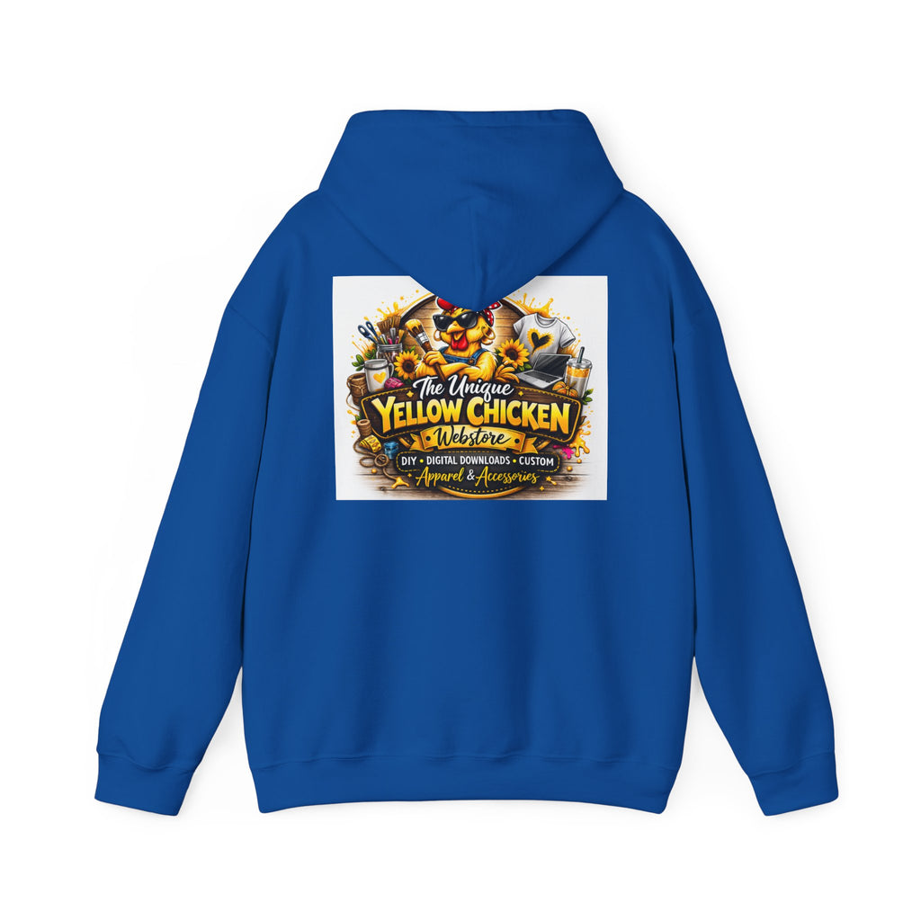 Yellow Chicken Logo Hoodie — "The Unique Yellow Chicken" Graphic Pullover