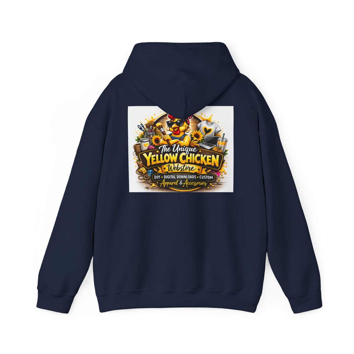 Yellow Chicken Logo Hoodie — "The Unique Yellow Chicken" Graphic Pullover