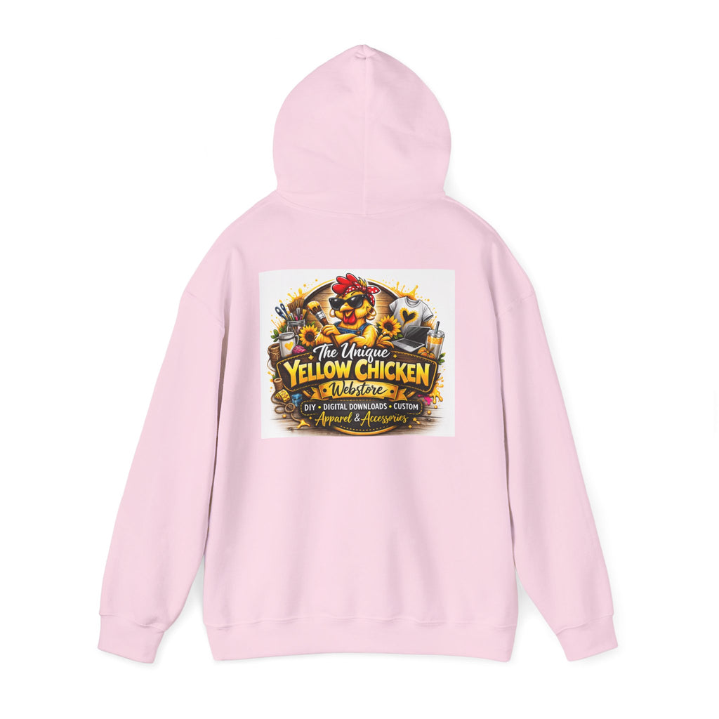 Yellow Chicken Logo Hoodie — "The Unique Yellow Chicken" Graphic Pullover