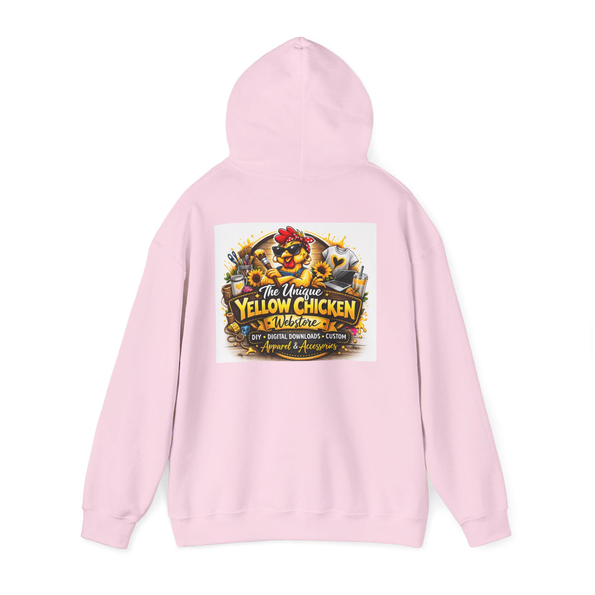 Yellow Chicken Logo Hoodie — "The Unique Yellow Chicken" Graphic Pullover