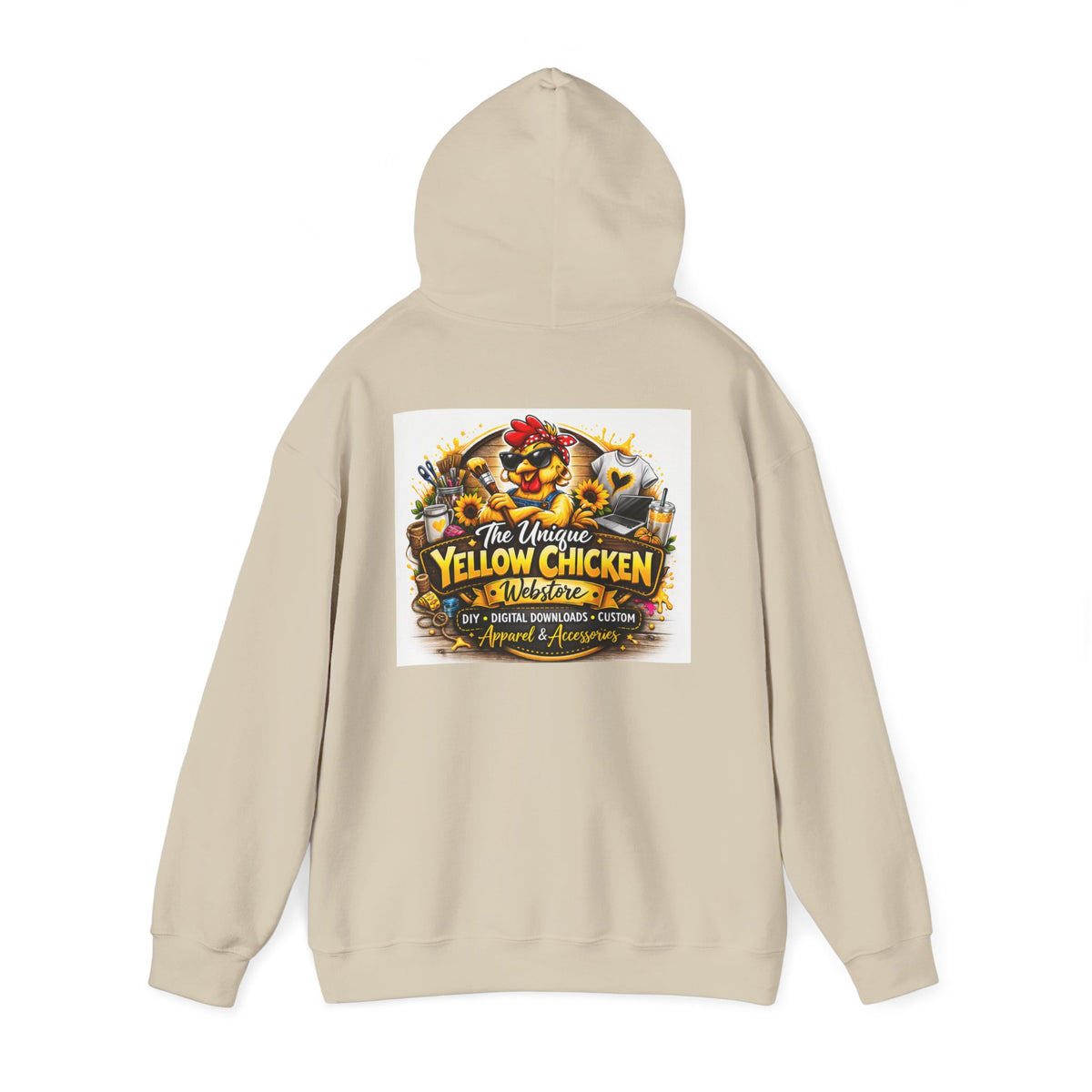 Yellow Chicken Logo Hoodie — "The Unique Yellow Chicken" Graphic Pullover