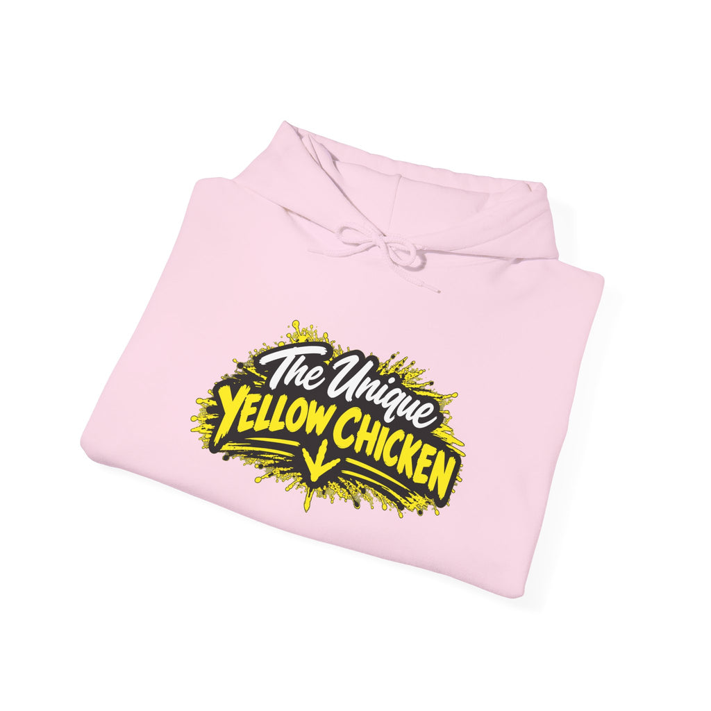 Yellow Chicken Logo Hoodie — "The Unique Yellow Chicken" Graphic Pullover