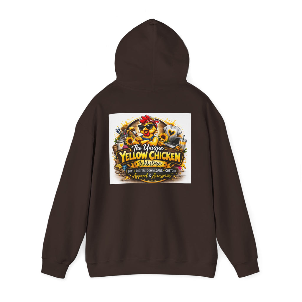 Yellow Chicken Logo Hoodie — "The Unique Yellow Chicken" Graphic Pullover