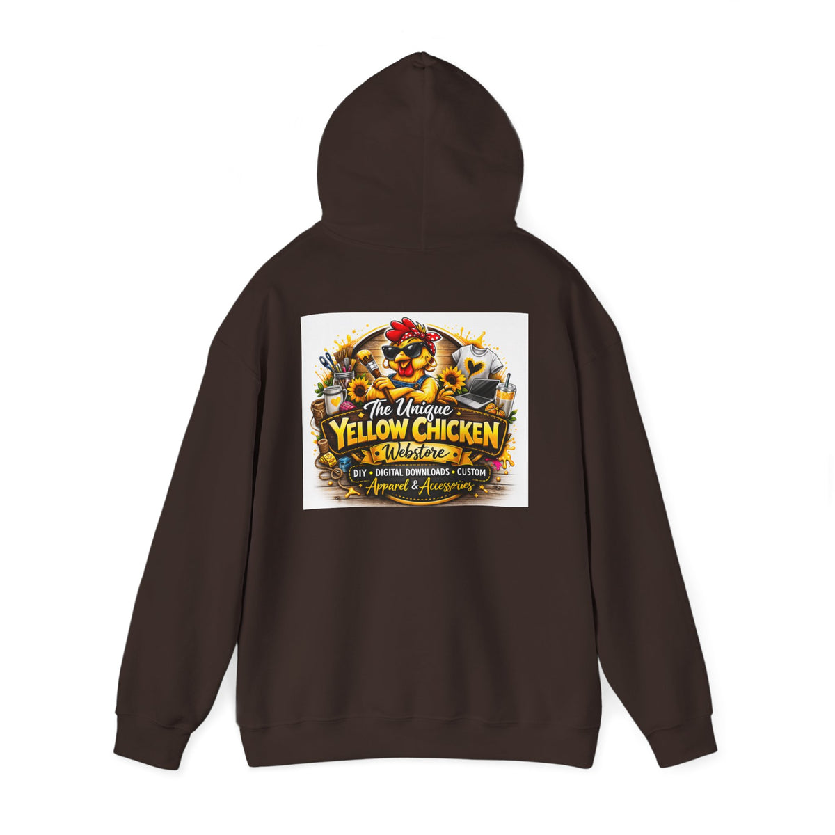 Yellow Chicken Logo Hoodie — "The Unique Yellow Chicken" Graphic Pullover