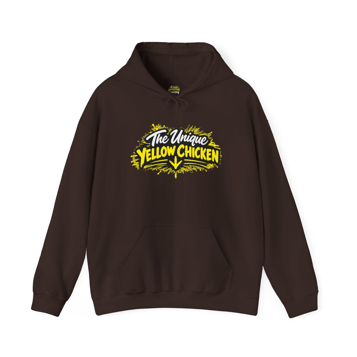 Yellow Chicken Logo Hoodie — "The Unique Yellow Chicken" Graphic Pullover