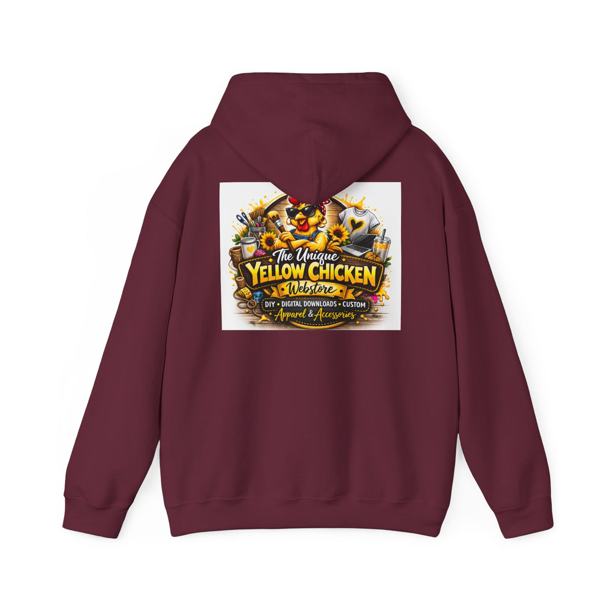 Yellow Chicken Logo Hoodie — "The Unique Yellow Chicken" Graphic Pullover