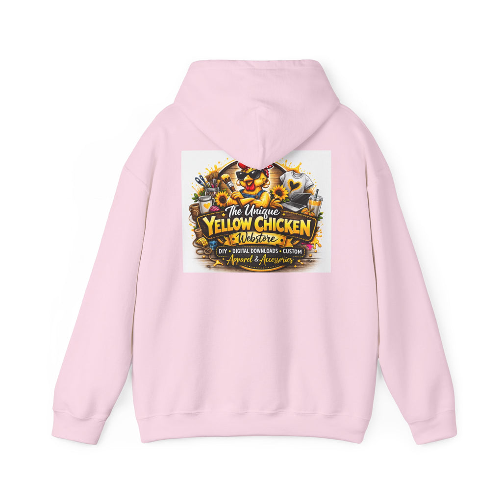 Yellow Chicken Logo Hoodie — "The Unique Yellow Chicken" Graphic Pullover
