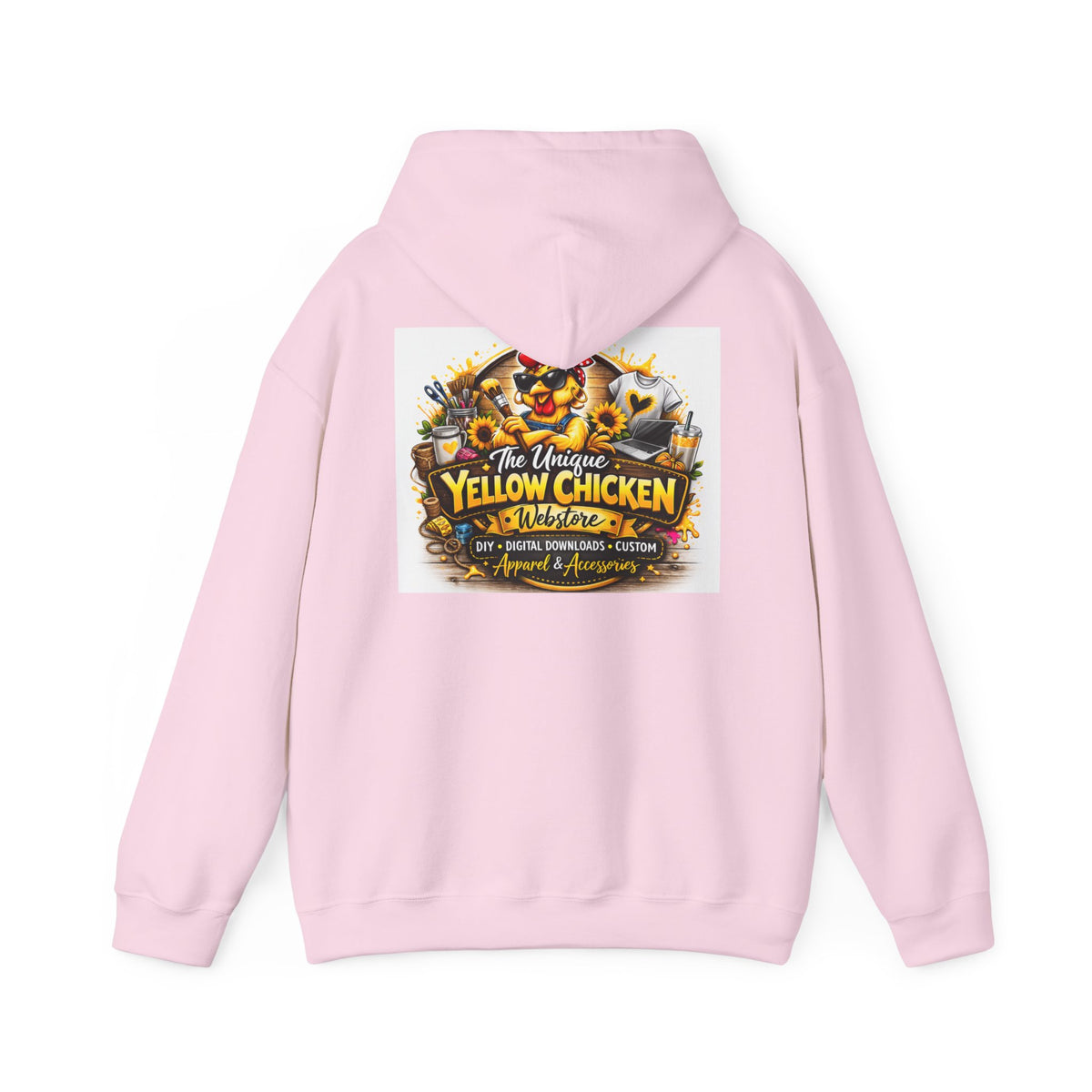 Yellow Chicken Logo Hoodie — "The Unique Yellow Chicken" Graphic Pullover