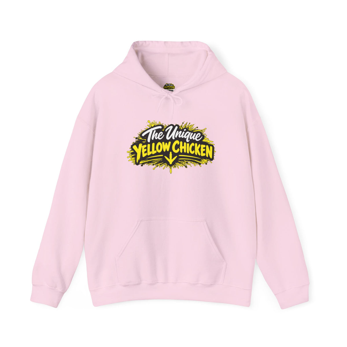 Yellow Chicken Logo Hoodie — "The Unique Yellow Chicken" Graphic Pullover