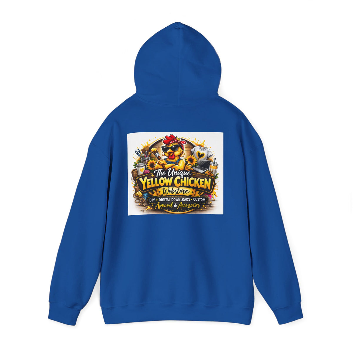 Yellow Chicken Logo Hoodie — "The Unique Yellow Chicken" Graphic Pullover