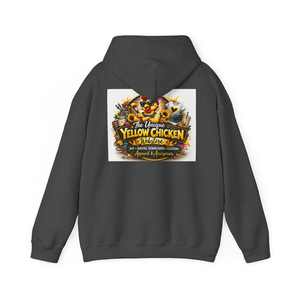 Yellow Chicken Logo Hoodie — "The Unique Yellow Chicken" Graphic Pullover