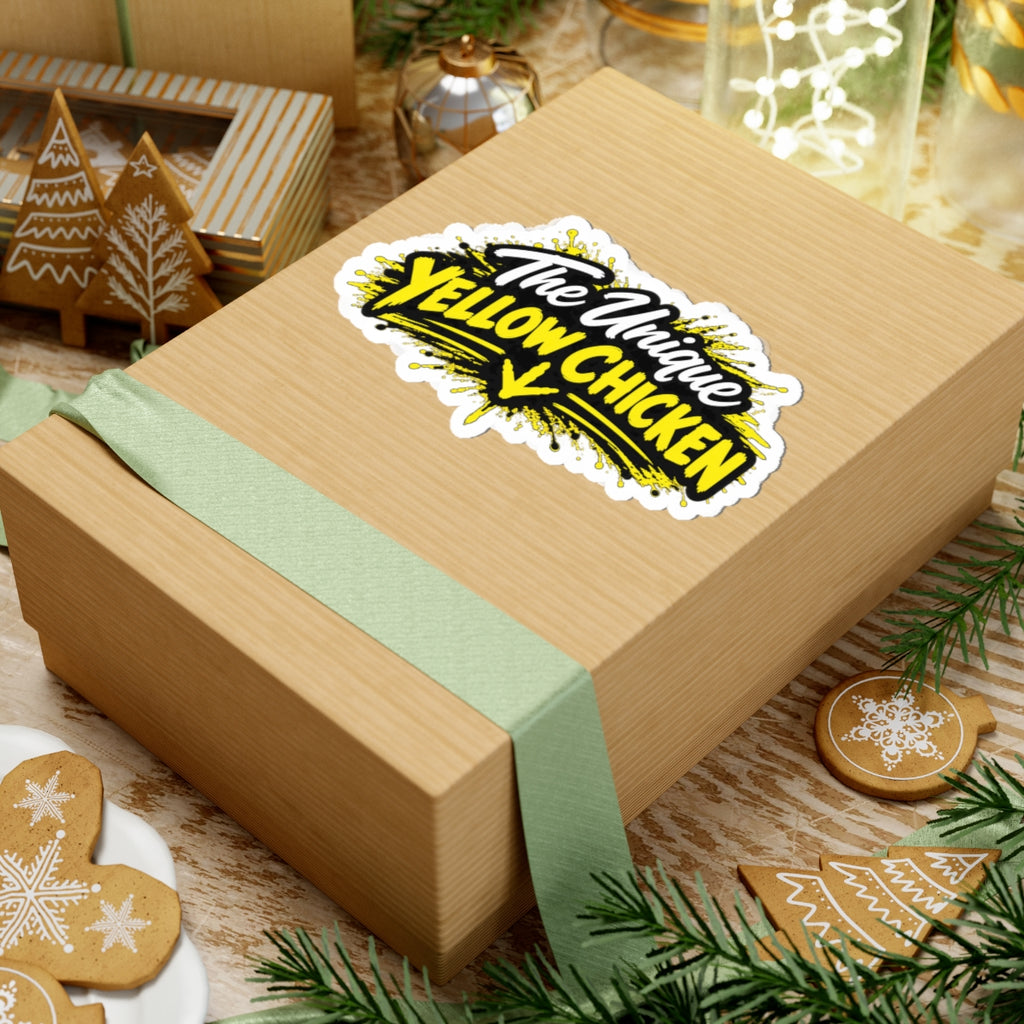 The Unique Yellow Chicken Kiss-Cut Sticker — Bold Yellow Logo Decal for Laptops, Water Bottles & Gear