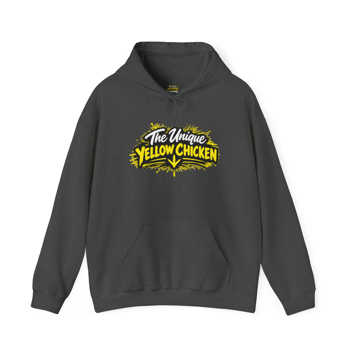 Yellow Chicken Logo Hoodie — "The Unique Yellow Chicken" Graphic Pullover