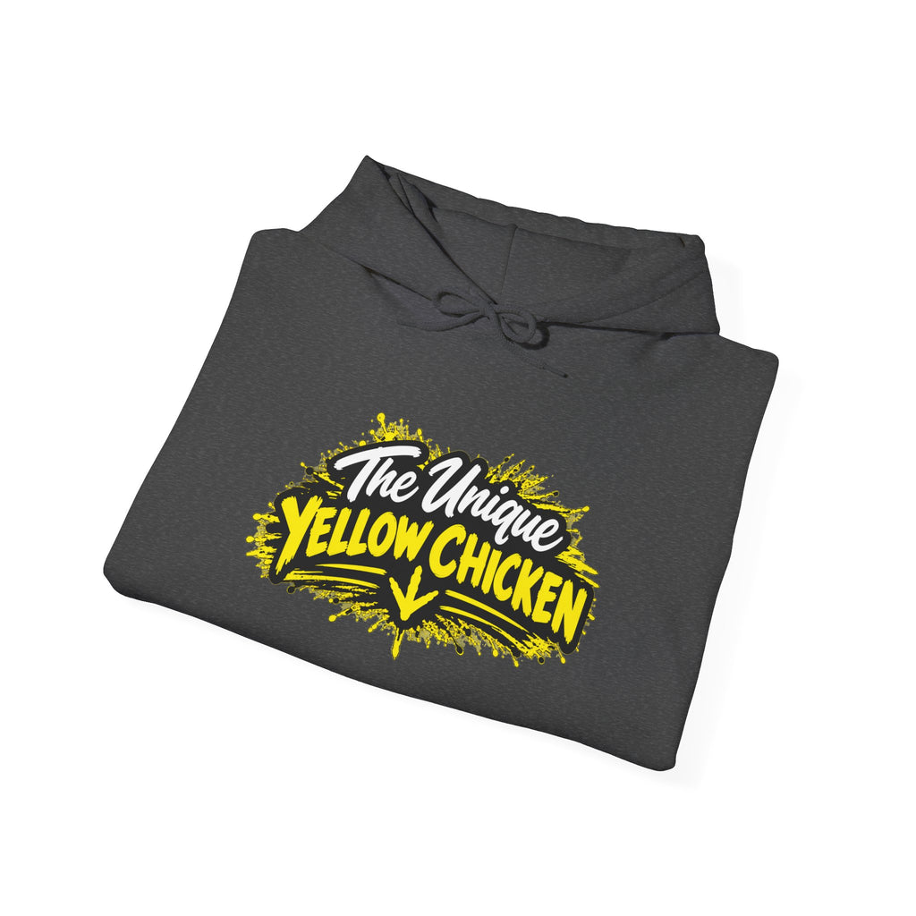 Yellow Chicken Logo Hoodie — "The Unique Yellow Chicken" Graphic Pullover