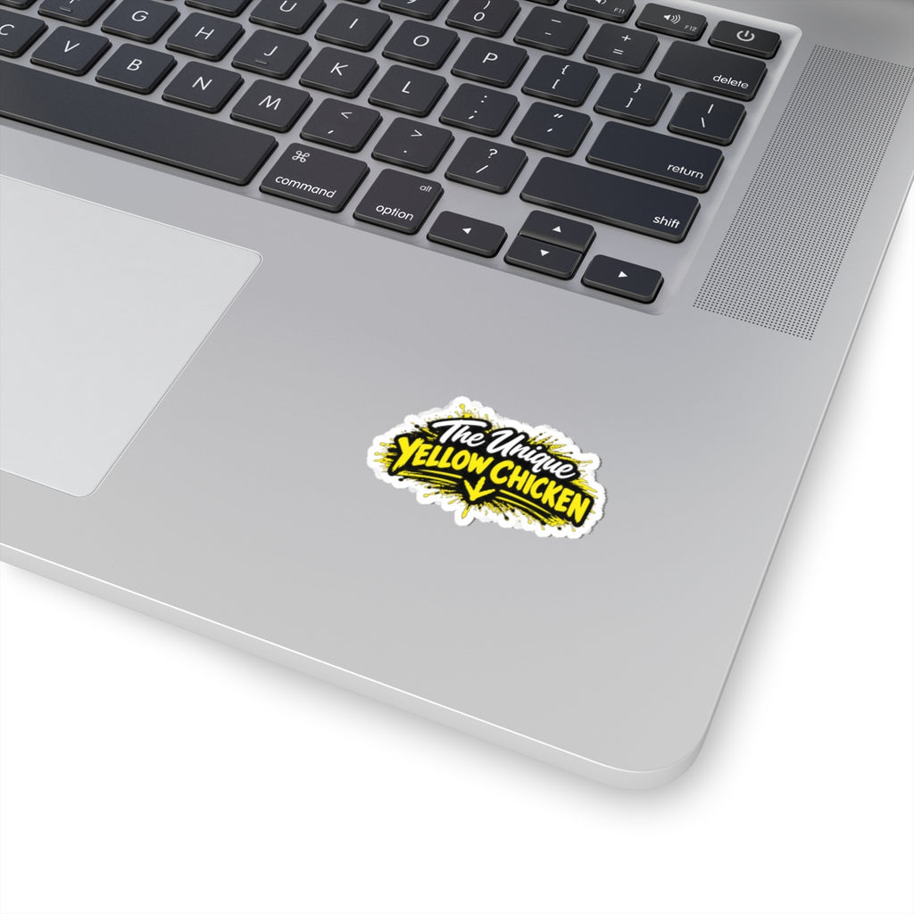The Unique Yellow Chicken Kiss-Cut Sticker — Bold Yellow Logo Decal for Laptops, Water Bottles & Gear