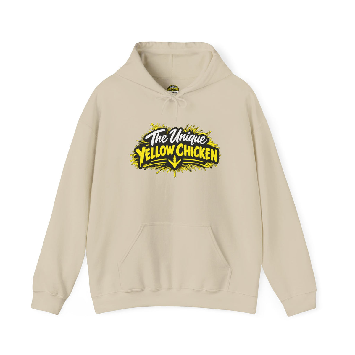 Yellow Chicken Logo Hoodie — "The Unique Yellow Chicken" Graphic Pullover