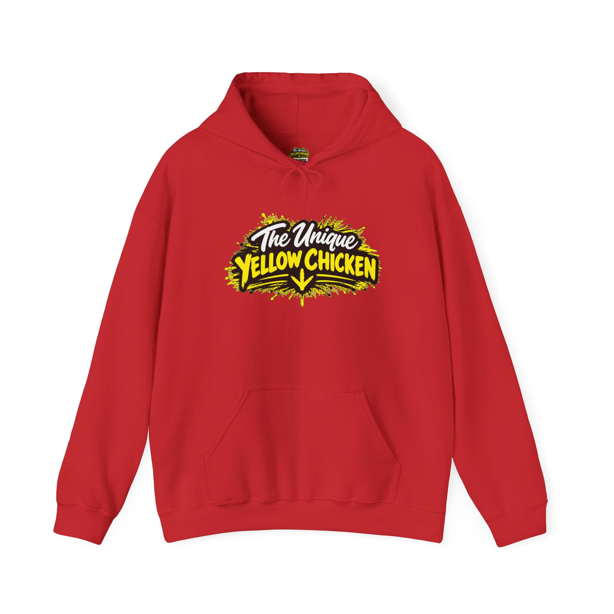 Yellow Chicken Logo Hoodie — "The Unique Yellow Chicken" Graphic Pullover