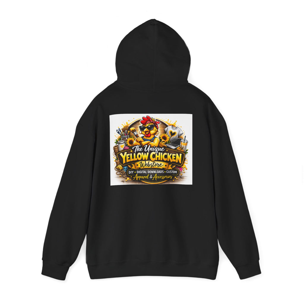 Yellow Chicken Logo Hoodie — "The Unique Yellow Chicken" Graphic Pullover