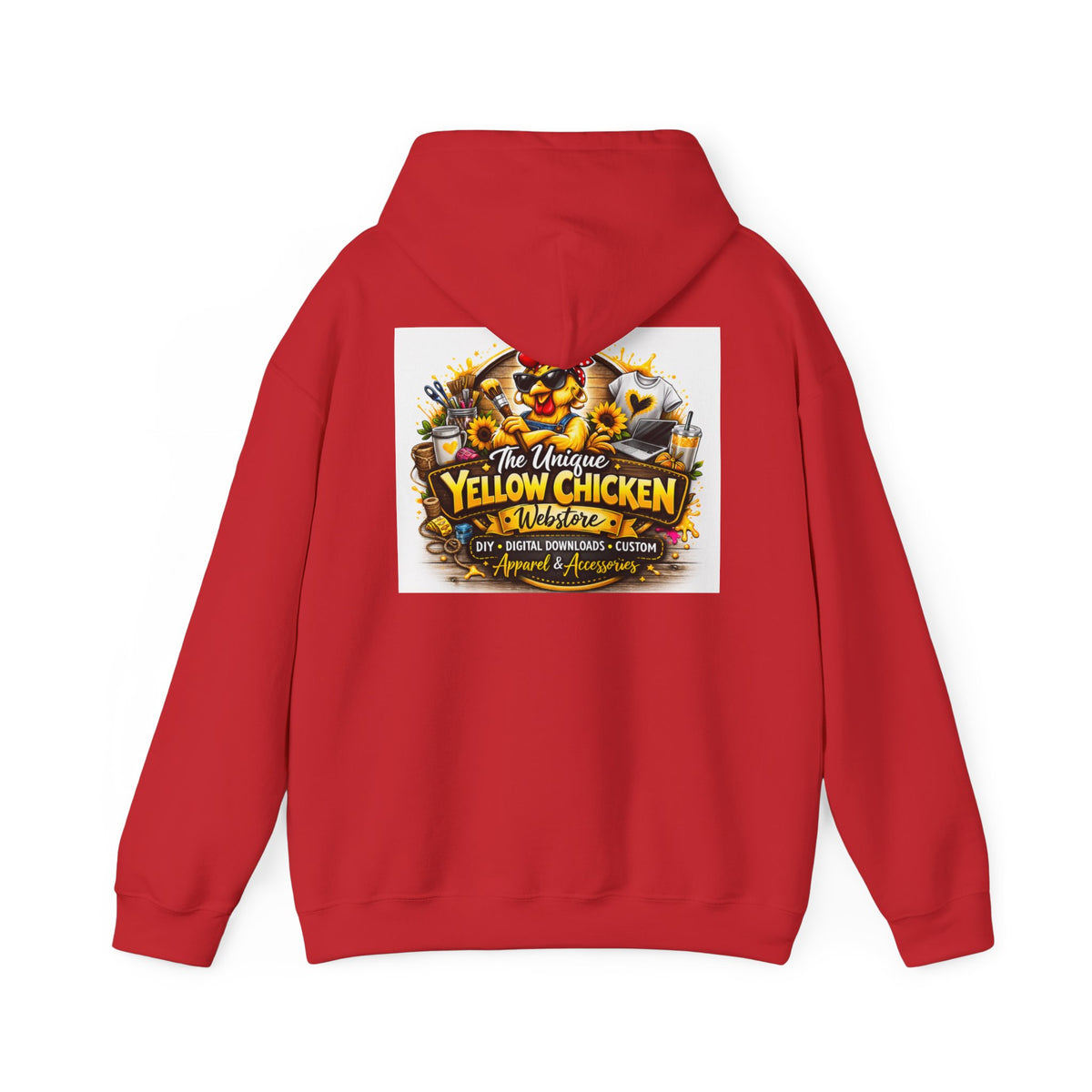 Yellow Chicken Logo Hoodie — "The Unique Yellow Chicken" Graphic Pullover