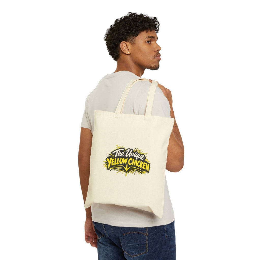 The Unique Yellow Chicken Canvas Tote Bag — Funny Retro Logo Grocery Shopper