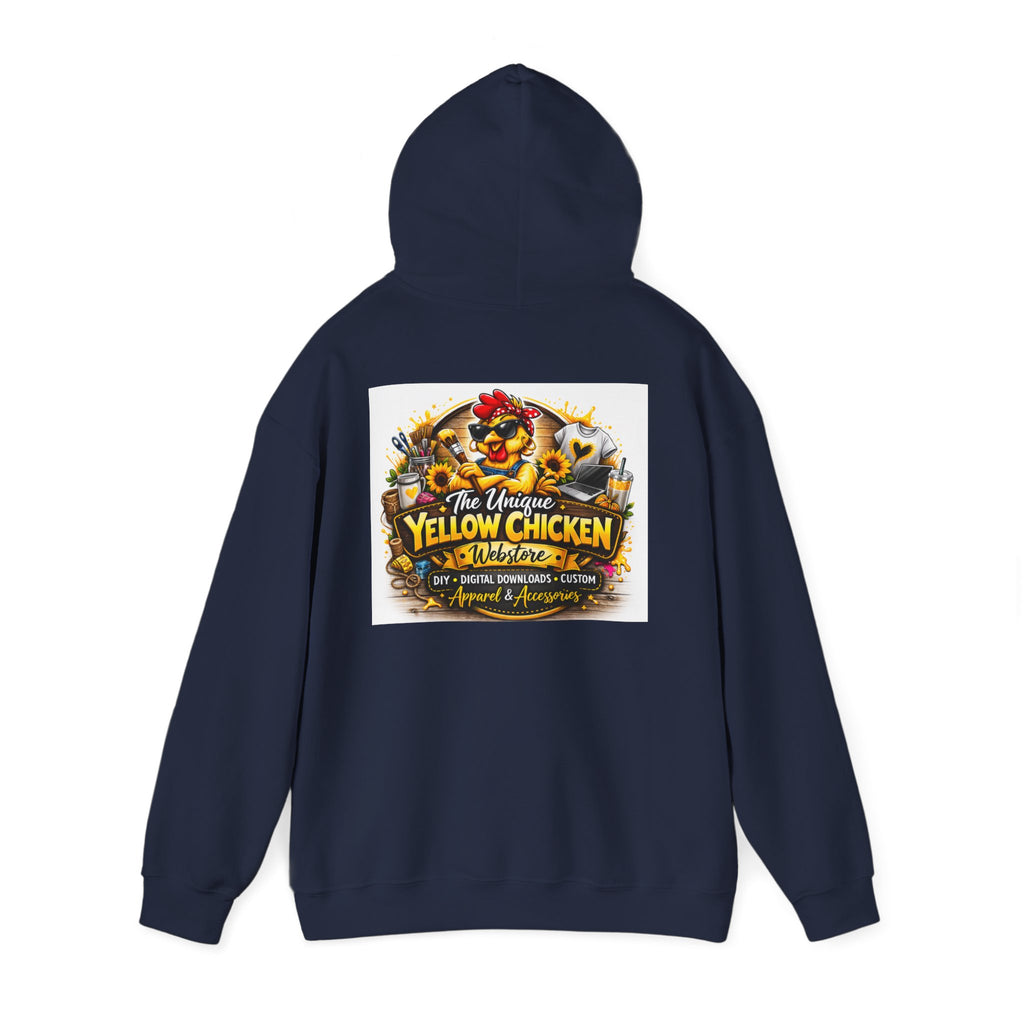 Yellow Chicken Logo Hoodie — "The Unique Yellow Chicken" Graphic Pullover
