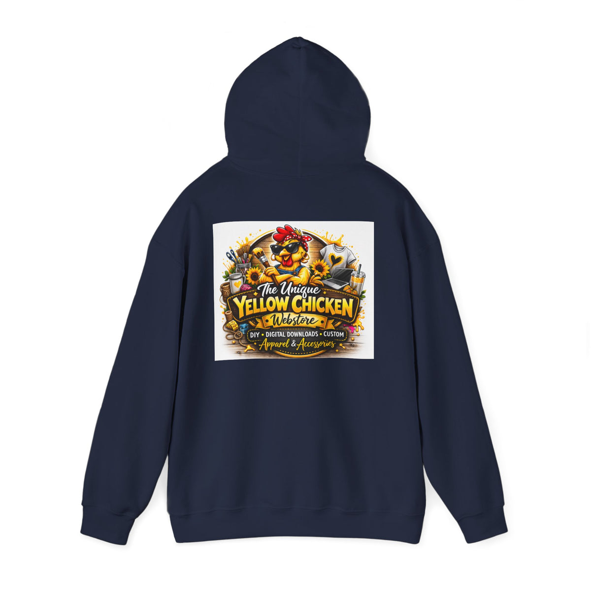 Yellow Chicken Logo Hoodie — "The Unique Yellow Chicken" Graphic Pullover