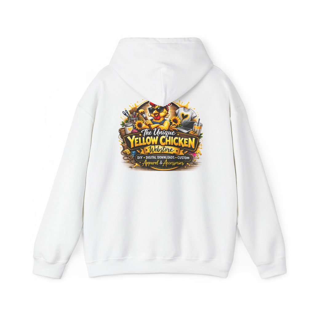 Yellow Chicken Logo Hoodie — "The Unique Yellow Chicken" Graphic Pullover