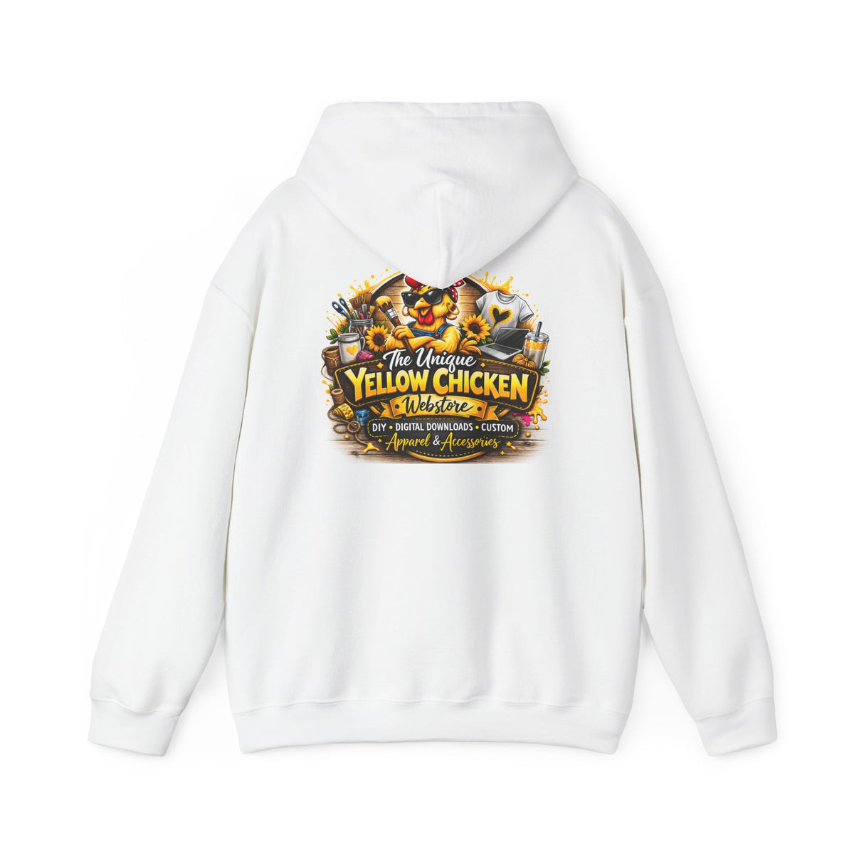 Yellow Chicken Logo Hoodie — "The Unique Yellow Chicken" Graphic Pullover