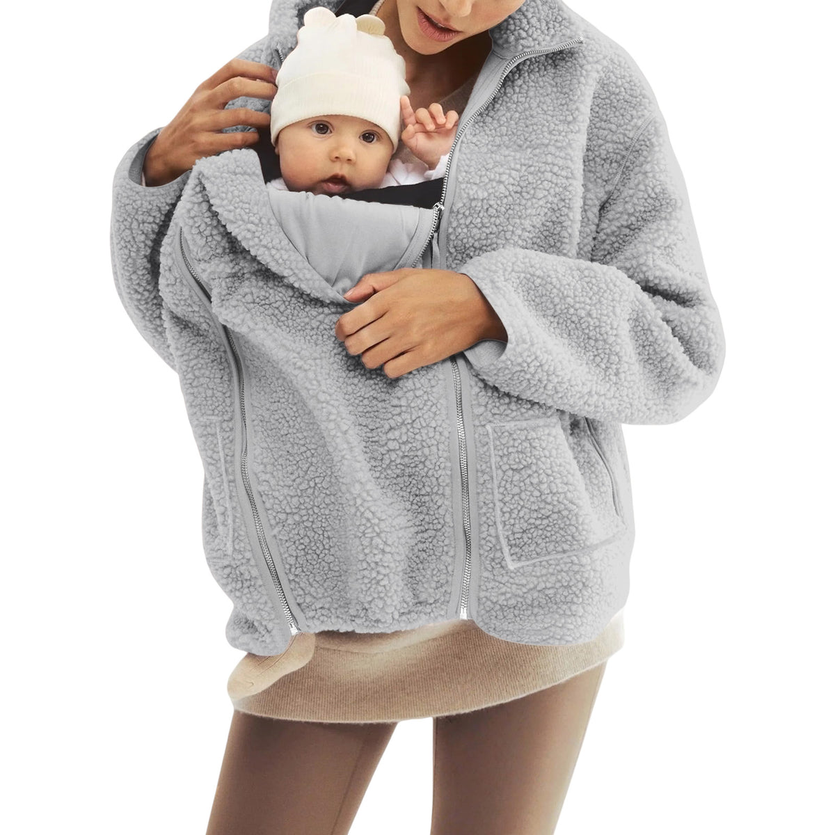 Fleece High Neck Relaxed Fit Women's Coat