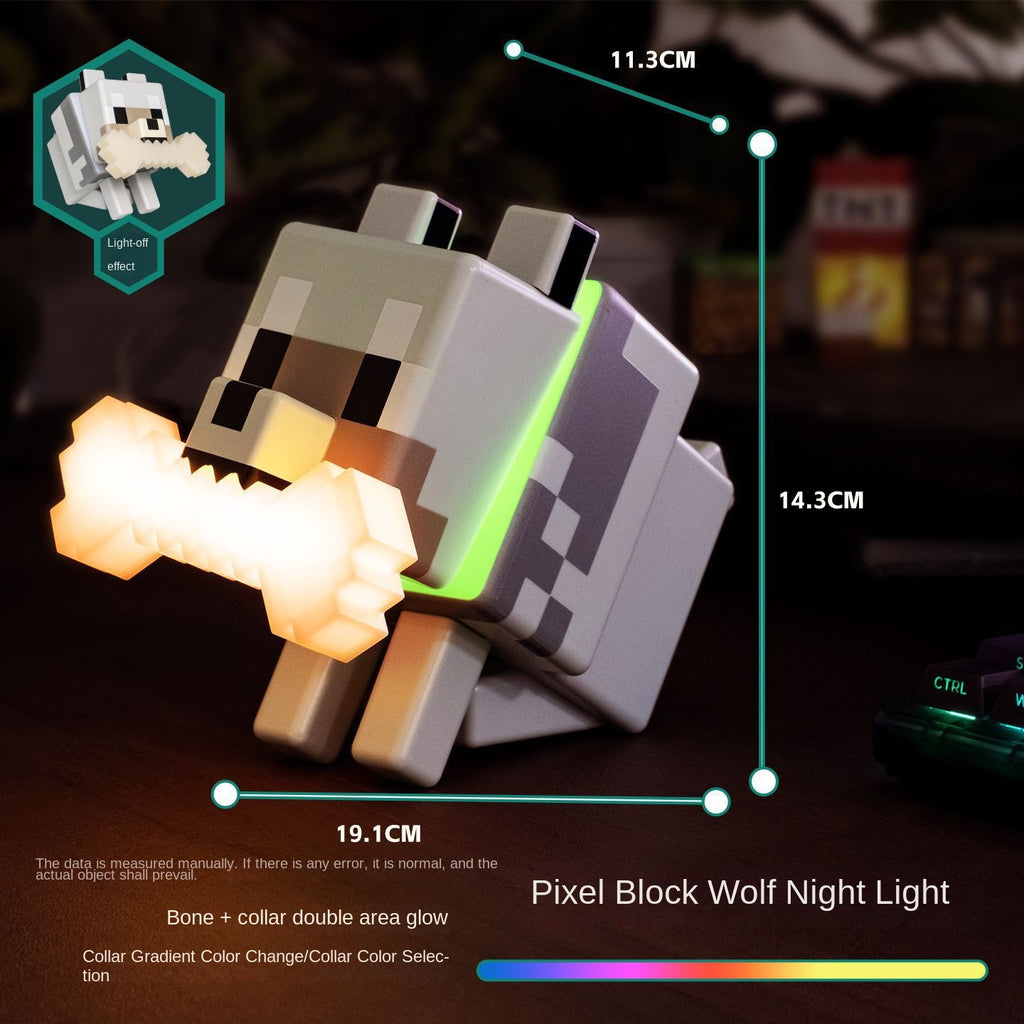 Minecraft Wolf Dog Touch Lamp, Ambient Night Light Game Merchandise Ornament, Christmas Gift Decor