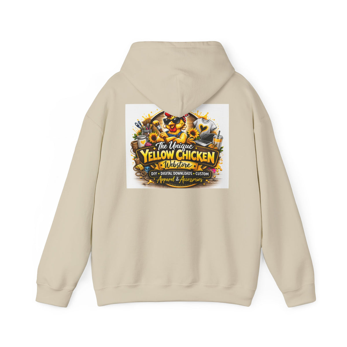 Yellow Chicken Logo Hoodie — "The Unique Yellow Chicken" Graphic Pullover