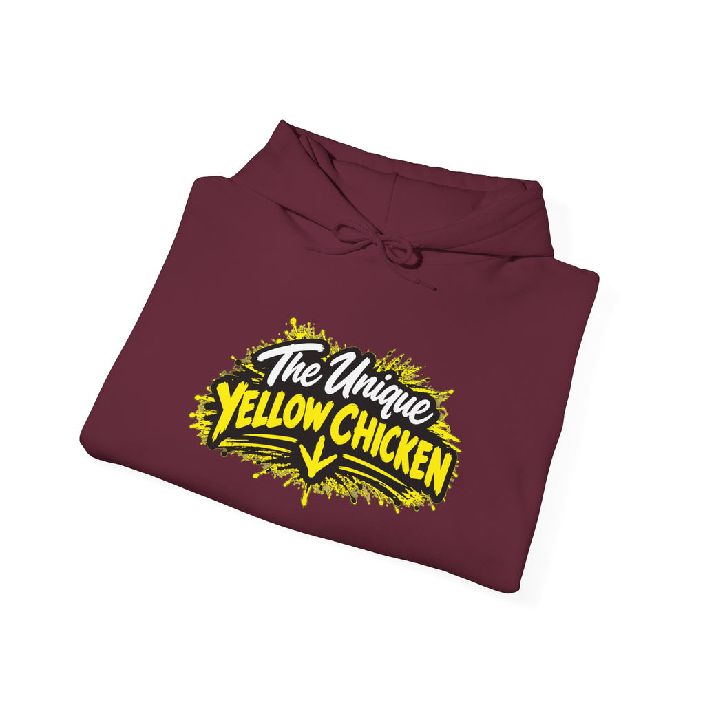 Yellow Chicken Logo Hoodie — "The Unique Yellow Chicken" Graphic Pullover