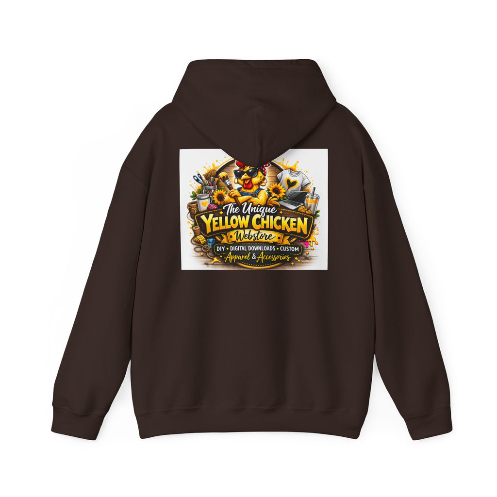 Yellow Chicken Logo Hoodie — "The Unique Yellow Chicken" Graphic Pullover