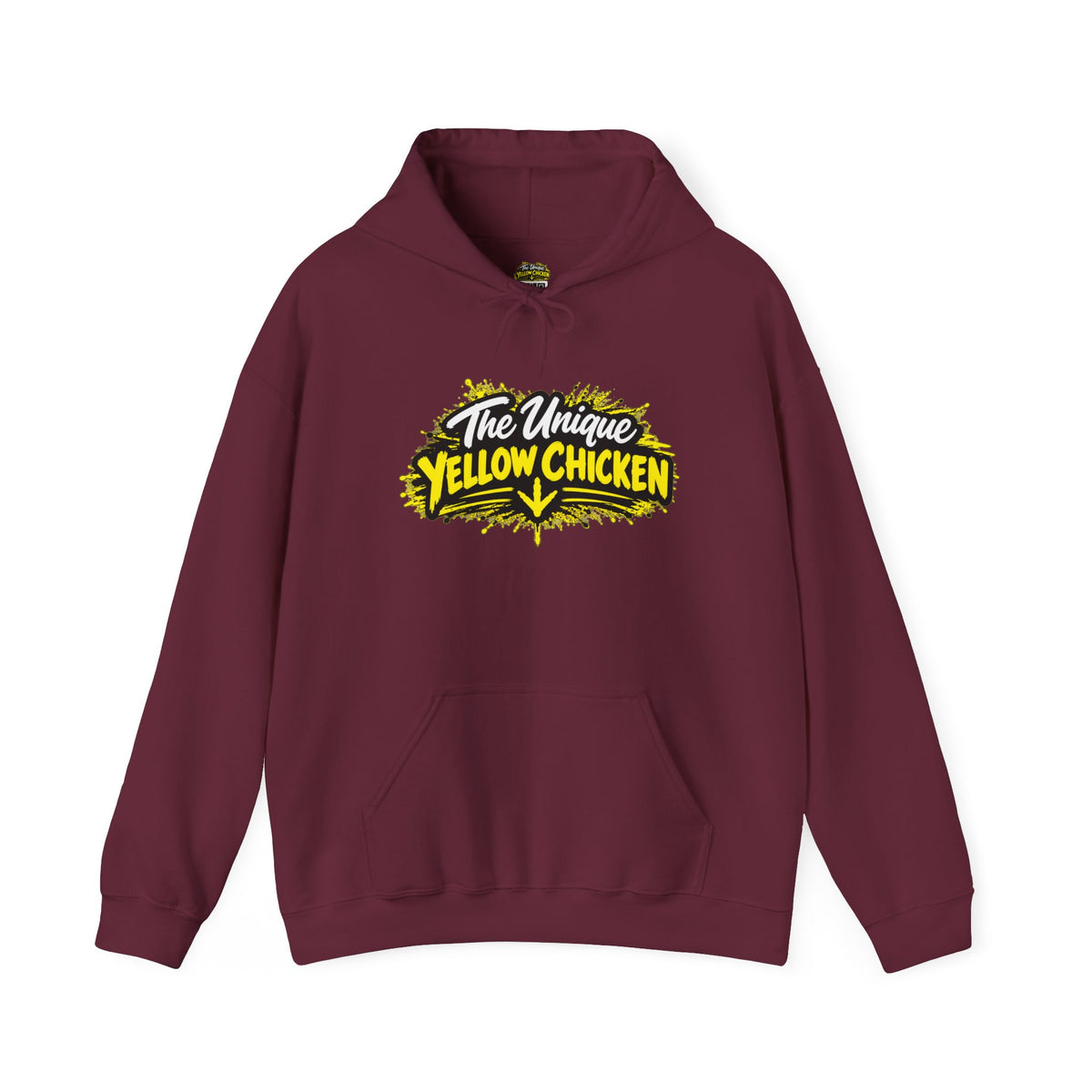 Yellow Chicken Logo Hoodie — "The Unique Yellow Chicken" Graphic Pullover