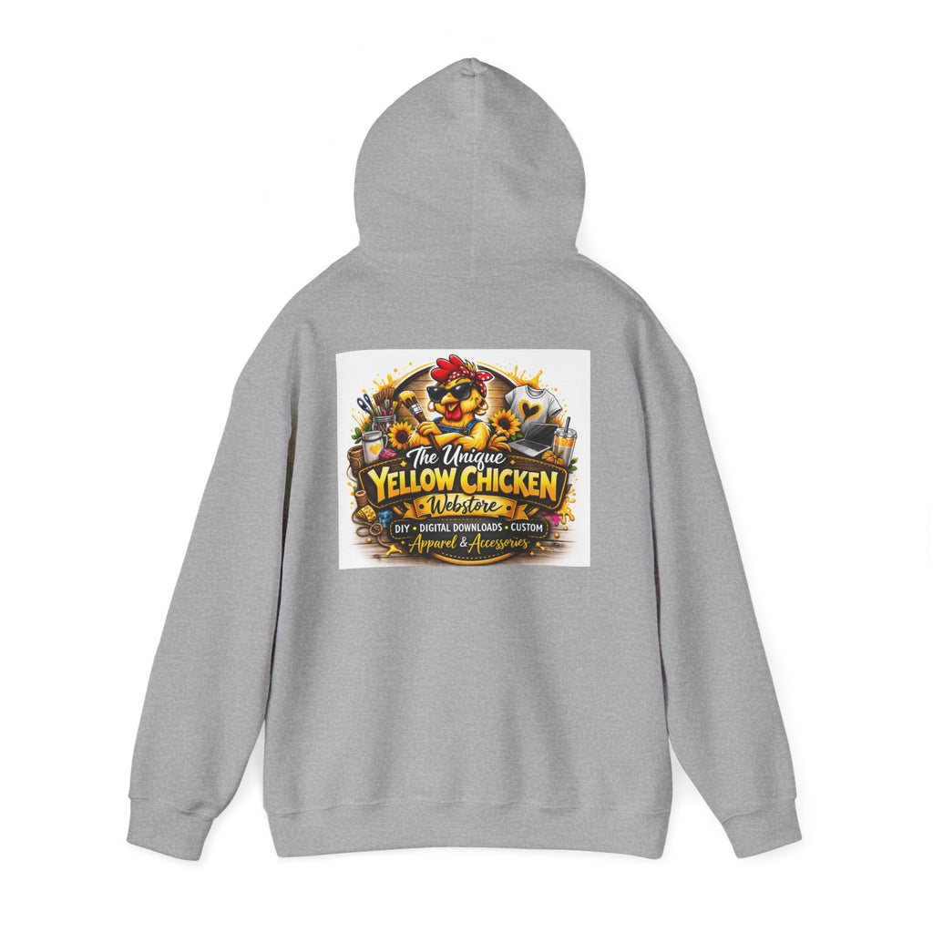 Yellow Chicken Logo Hoodie — "The Unique Yellow Chicken" Graphic Pullover