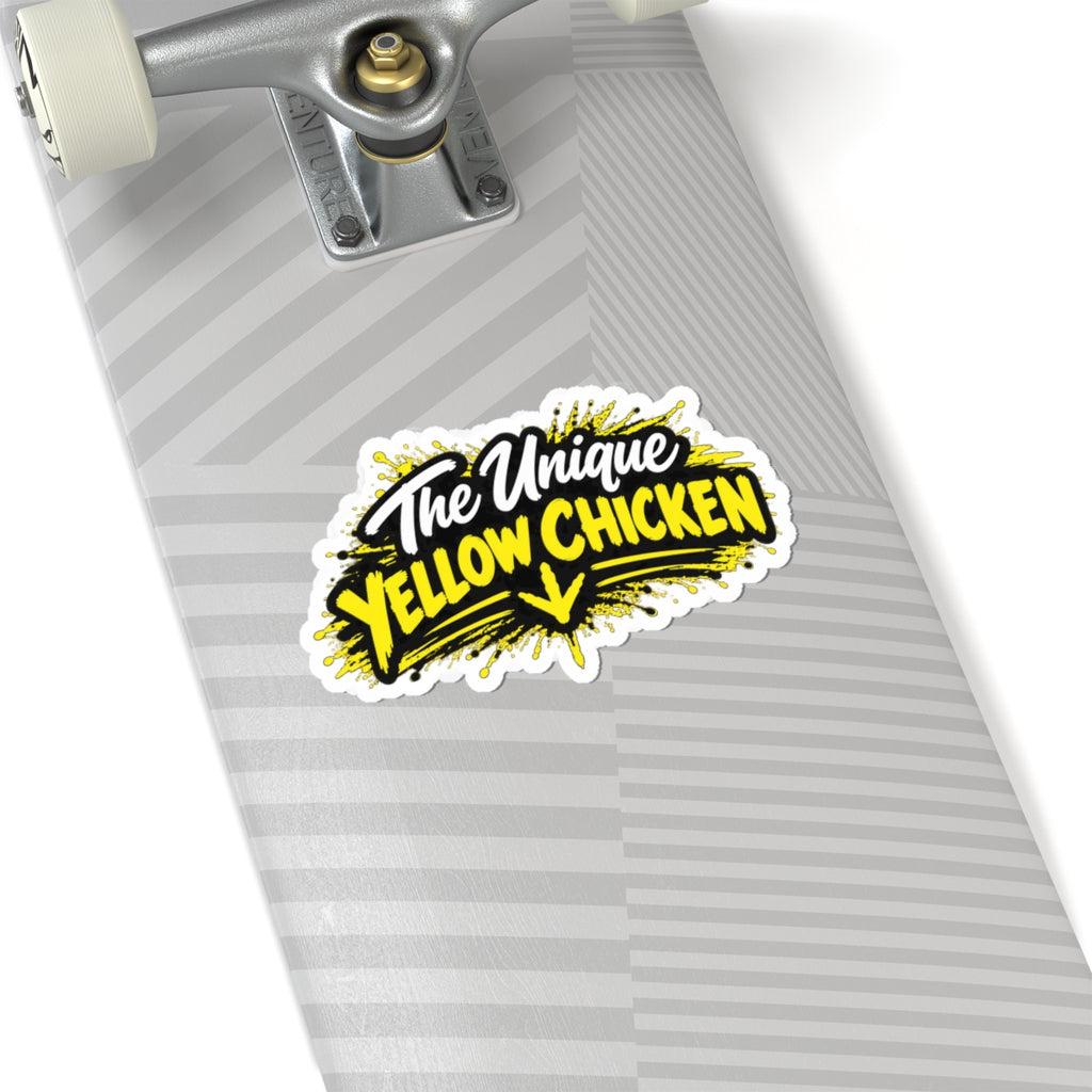 The Unique Yellow Chicken Kiss-Cut Sticker — Bold Yellow Logo Decal for Laptops, Water Bottles & Gear