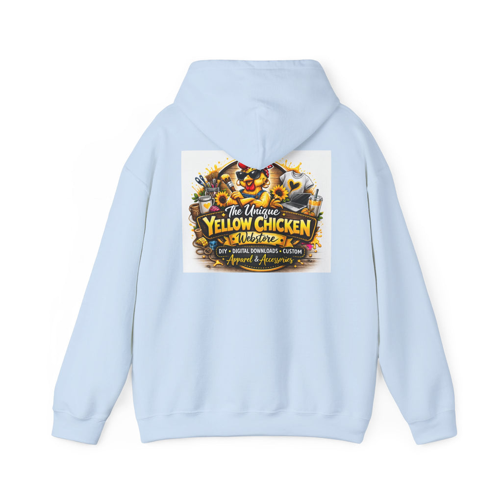Yellow Chicken Logo Hoodie — "The Unique Yellow Chicken" Graphic Pullover