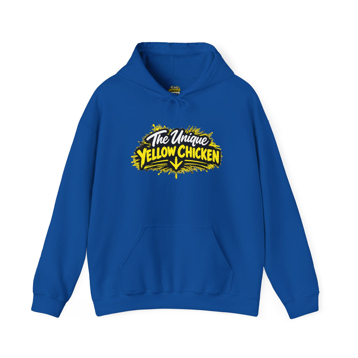 Yellow Chicken Logo Hoodie — "The Unique Yellow Chicken" Graphic Pullover