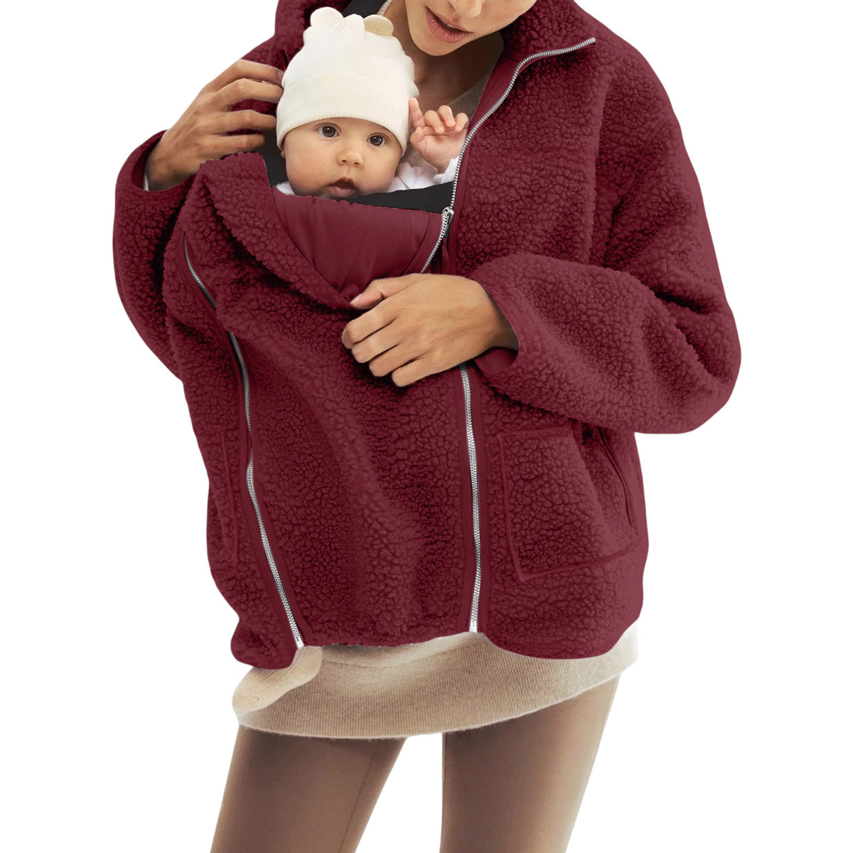 Fleece High Neck Relaxed Fit Women's Coat