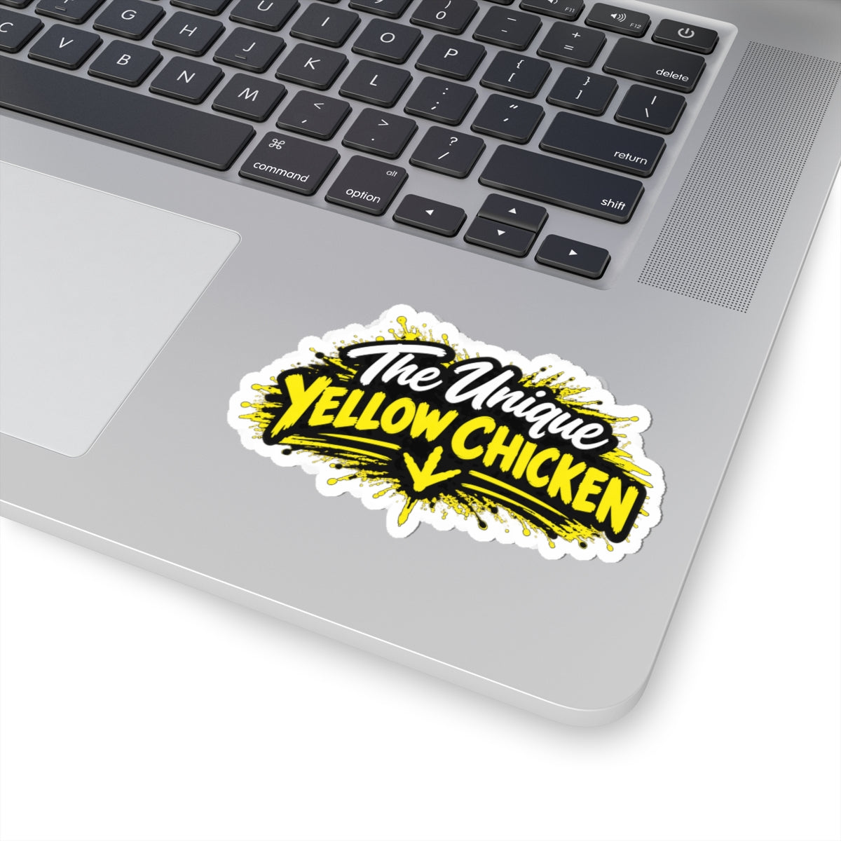 The Unique Yellow Chicken Kiss-Cut Sticker — Bold Yellow Logo Decal for Laptops, Water Bottles & Gear