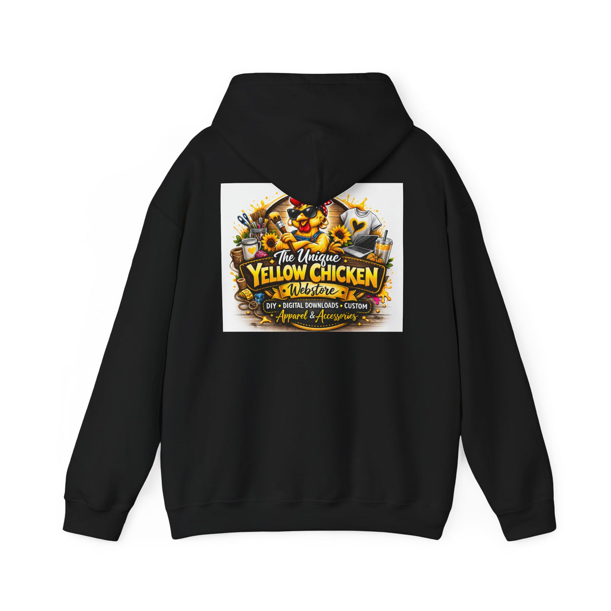 Yellow Chicken Logo Hoodie — "The Unique Yellow Chicken" Graphic Pullover