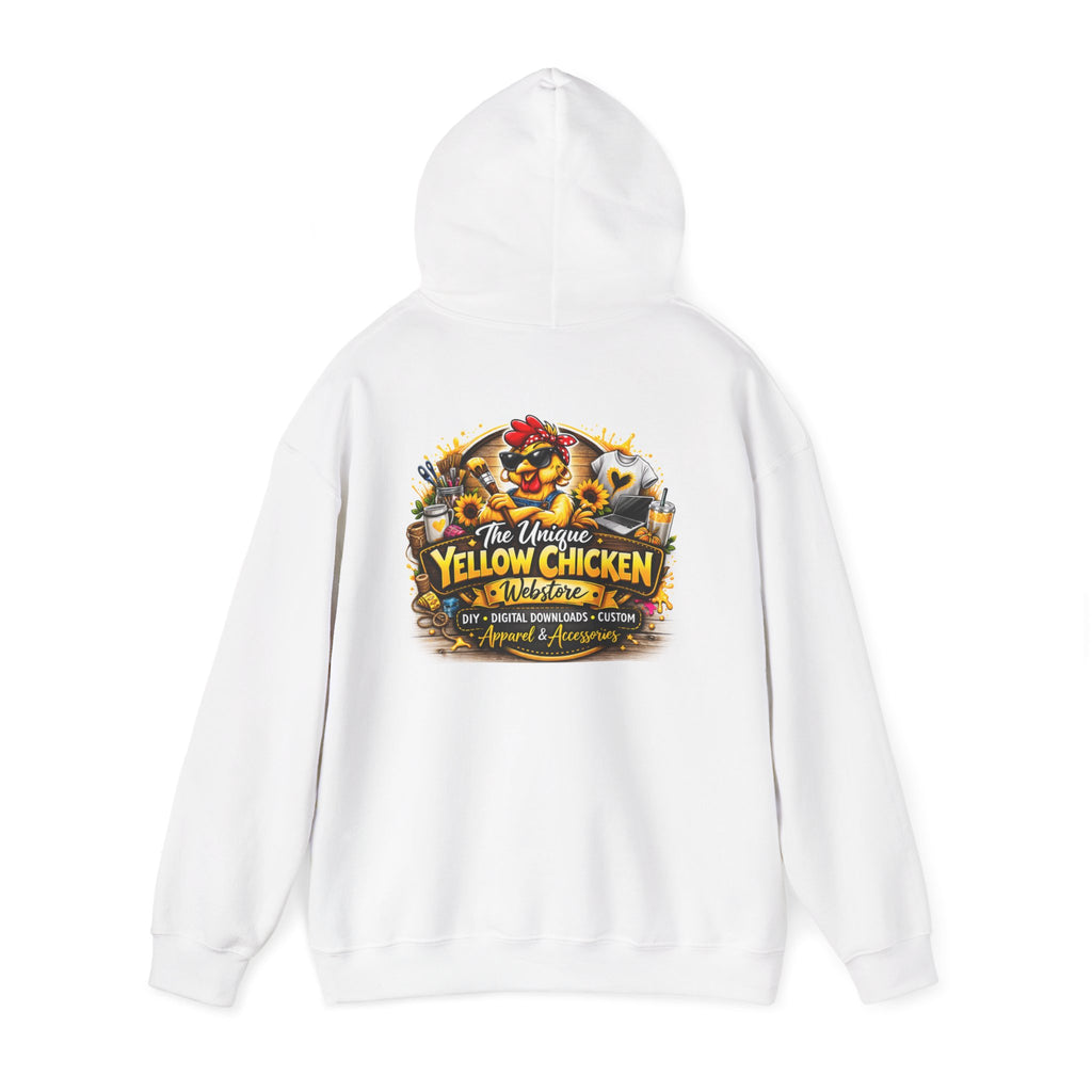 Yellow Chicken Logo Hoodie — "The Unique Yellow Chicken" Graphic Pullover