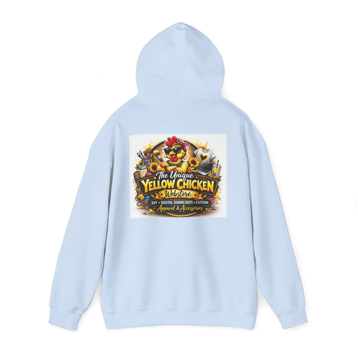 Yellow Chicken Logo Hoodie — "The Unique Yellow Chicken" Graphic Pullover