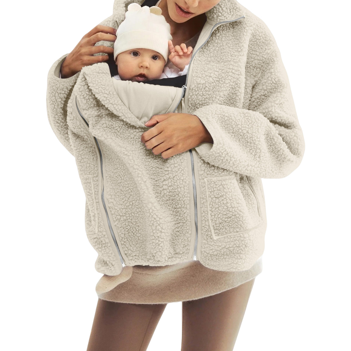 Fleece High Neck Relaxed Fit Women's Coat