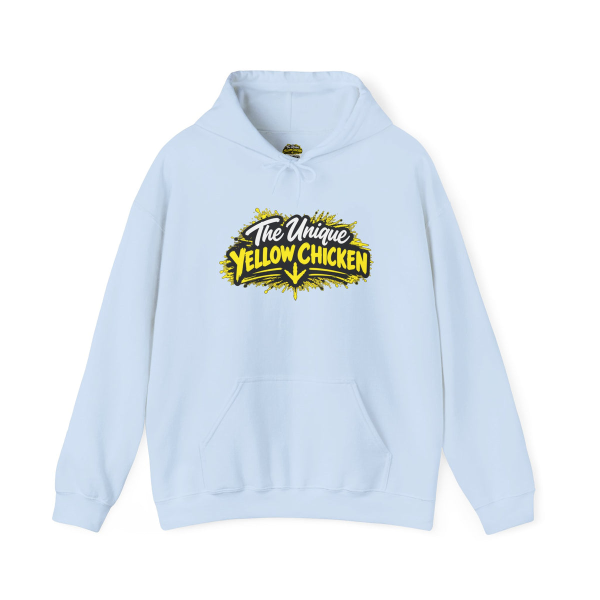 Yellow Chicken Logo Hoodie — "The Unique Yellow Chicken" Graphic Pullover