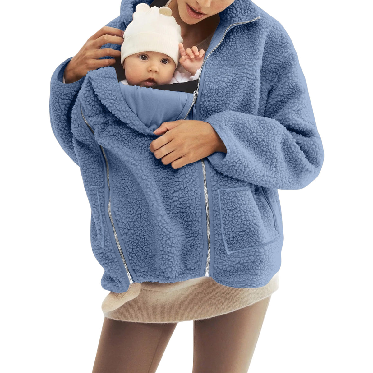 Fleece High Neck Relaxed Fit Women's Coat