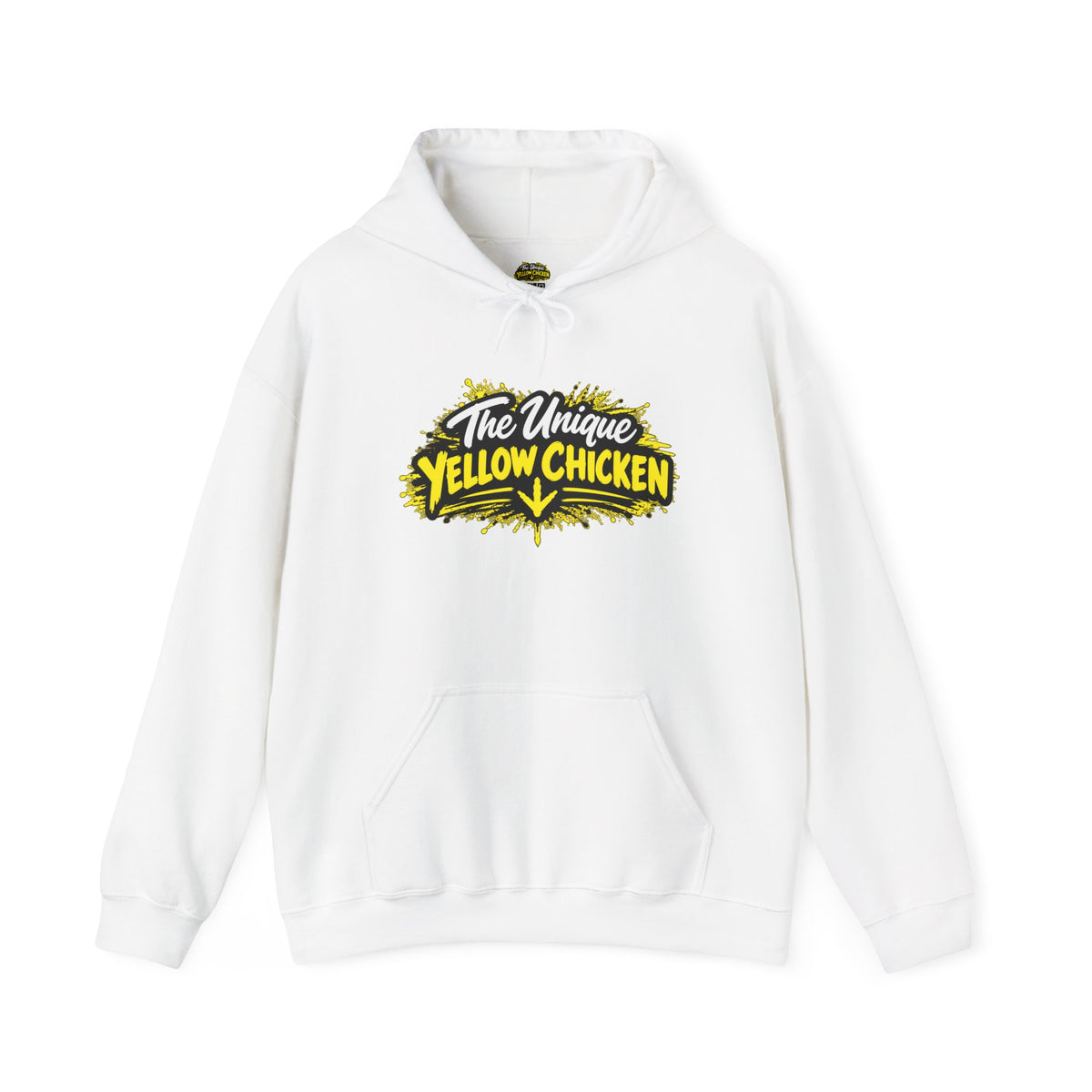 Yellow Chicken Logo Hoodie — "The Unique Yellow Chicken" Graphic Pullover