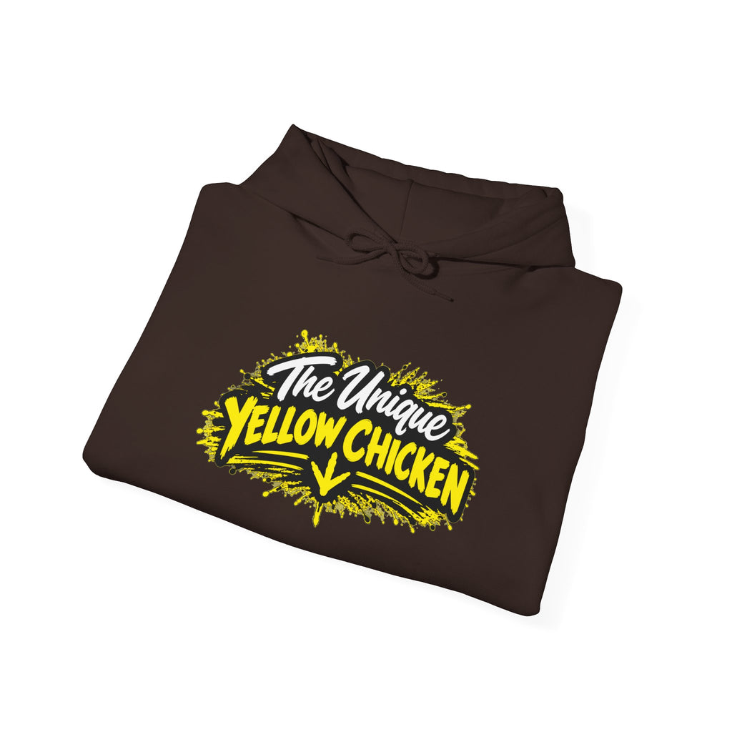 Yellow Chicken Logo Hoodie — "The Unique Yellow Chicken" Graphic Pullover