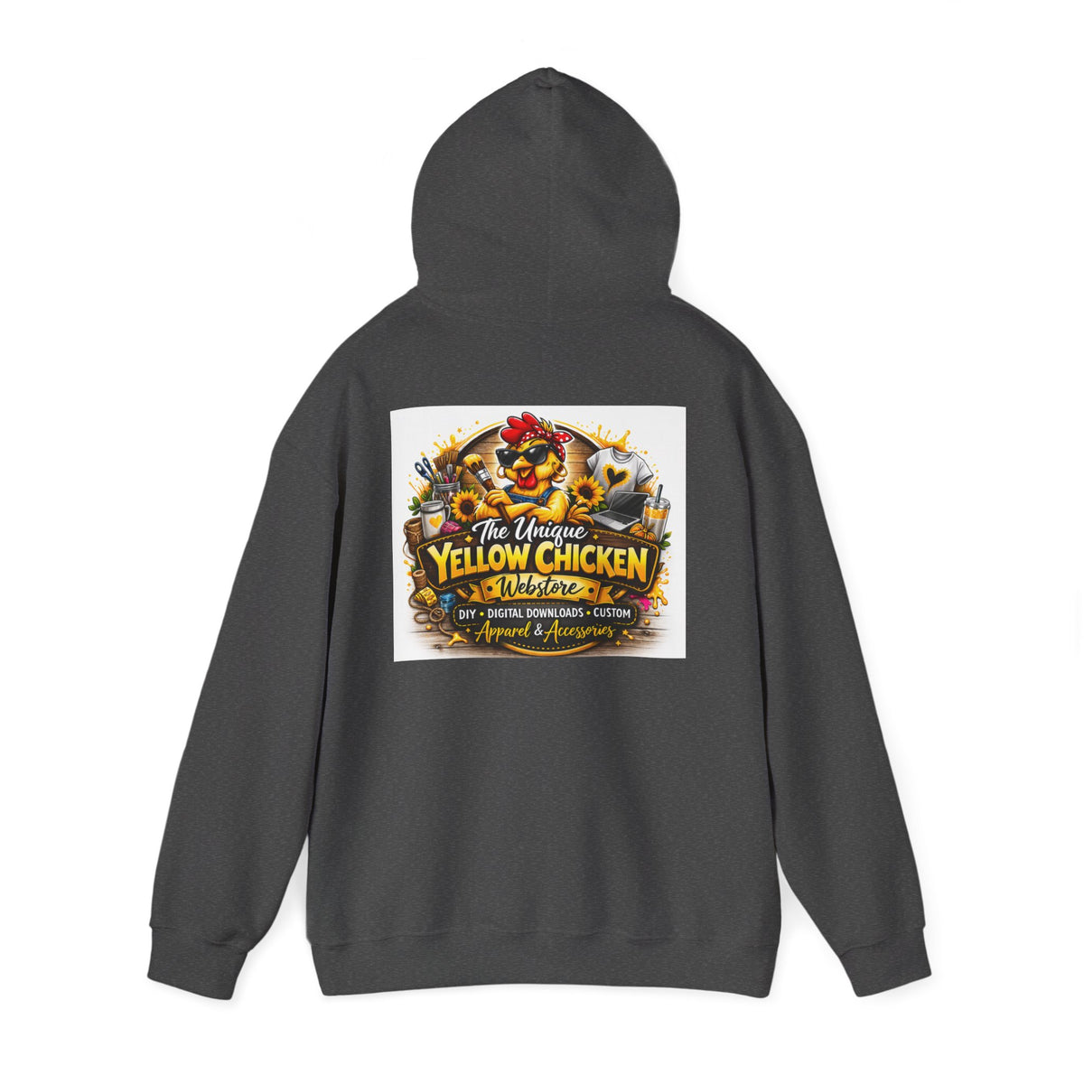 Yellow Chicken Logo Hoodie — "The Unique Yellow Chicken" Graphic Pullover