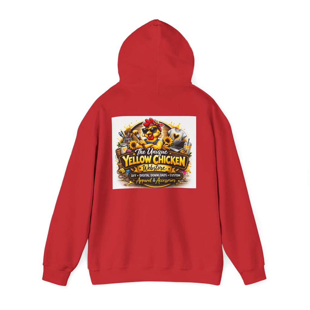 Yellow Chicken Logo Hoodie — "The Unique Yellow Chicken" Graphic Pullover